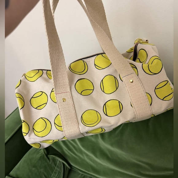NWOT Clare V Duffle Canvas Tennis Balls, Natural - Picture 5 of 5